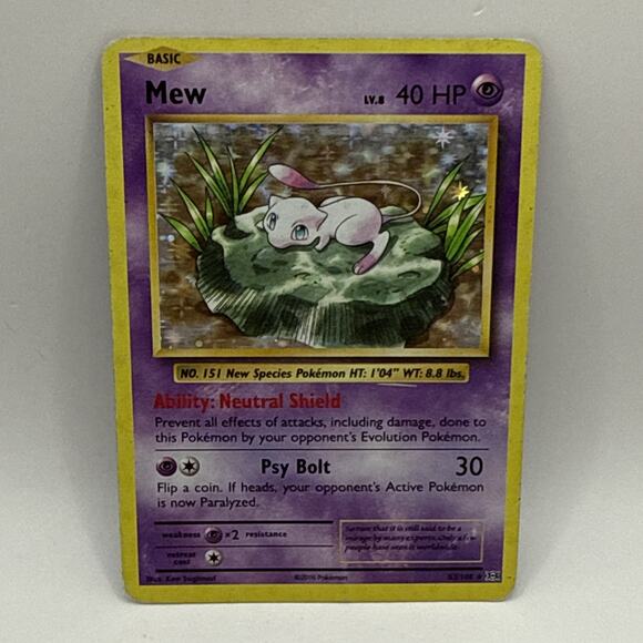 Pokemon TCG XY - Evolutions Mew #53/108 Holo Rare HP DMG Card - Picture 1 of 2